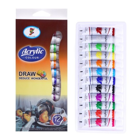 Acrylic paints, 12 colors, in a plastic tube, 12 ml, in a cardboard box-1
