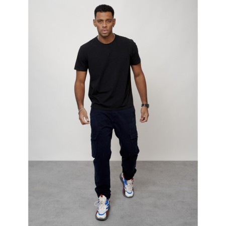 Cargo jeans men, size 52, dark blue color-10