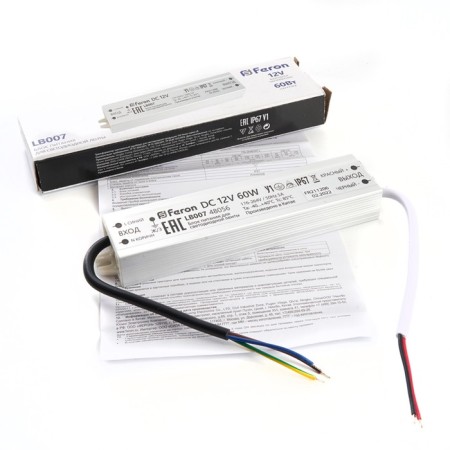 Electronic transformer for 12 W LED tape, Feron, LB007, 5A, 60 W-5