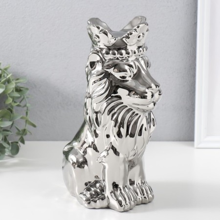 Souvenir Ceramics "Leo in the Crown" silver 17x12x26 cm-1