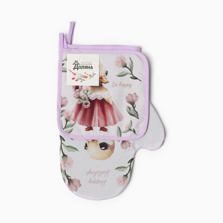 Set of kitchen shade "Duck": mittens 20x28 cm, severity 17x17 cm, 35% cotton, 65% p/e-5