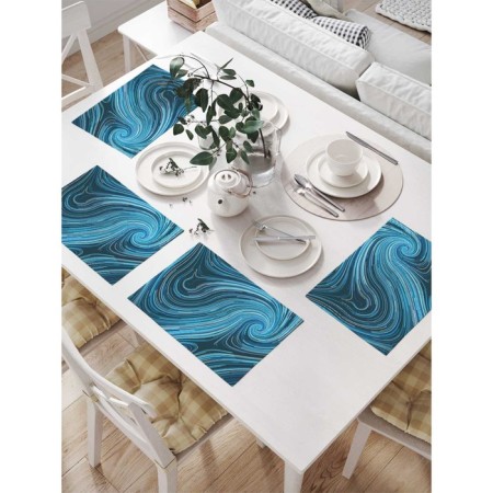 A set of napkins for setting the table "Blue vortex", rectangular, size 32x46 cm, 4 pcs