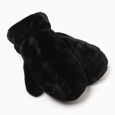 Women's mittens minku, black color, 26 cm