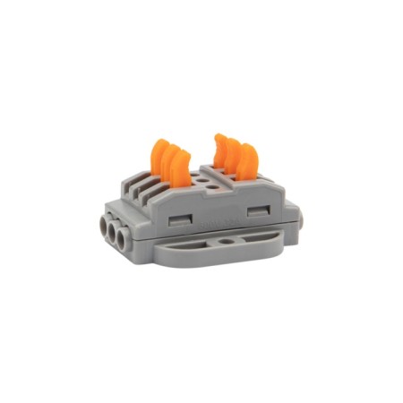 Terminal of QMS 222-423p Passing 3 poles, with an mounting platform (0.08-4 mm²), gray (25 pcs.-2