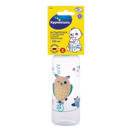 A bottle for feeding with a latex nipple, 250 ml, from 0 months., Mix color-9