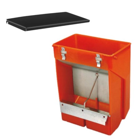 Bunker feeder for rabbits, 2 sections, plastic, with a lid-1