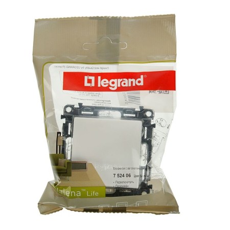Switch Legrand Valena Life 752406, 10 A, 1 key, hidden, white-2