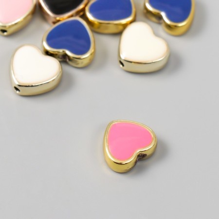 A set of beads for creativity plastic "Hearts, Bright gloss" mix 10 pcs 1.2x1.2 cm-2