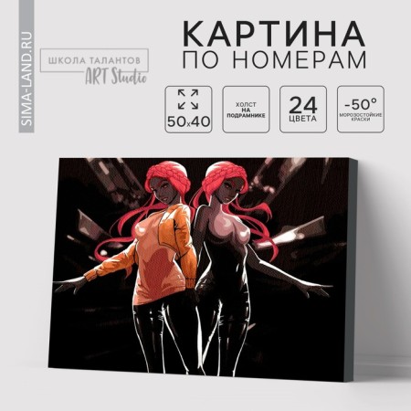 Picture on numbers on a canvas with a subframe of the “twin-dancer”, 40 x 50 cm