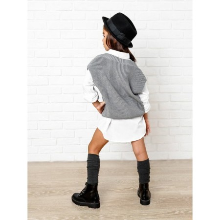 Vest for girl Knit, height 140 cm, gray color-10