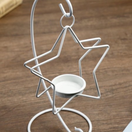 Summary Metal 1 Candle "Star on the arc" White 20.5x10x10 cm-3