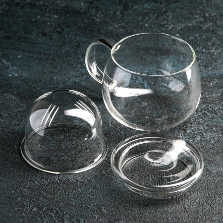 Glass mug for brewing with glass sieve "Laurent", 300 ml, 13 × 9 × 8.5 cm-1