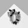 Brooch "Leaflets with a stone", the color is gray-black in silver