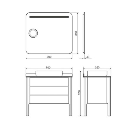 Mirror Comforty London 90, LED tape, sensor, 90x80 cm-1