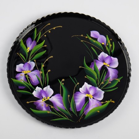 Tray "Iris on the black" art painting 28 cm-2