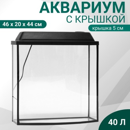 Aquarium "TV" with a lid, 40 liters, 46 x 20 x 44/49 cm, black