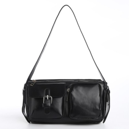 Female bag with pockets of leatherette, black-4