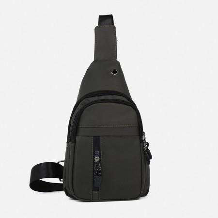 Male sling bag from textiles, headphones, green color-2