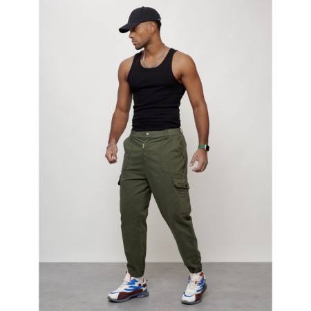 Cargo jeans men, size 56, khaki color-3
