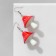Earrings Plastic "Fleet", red-white color in silver