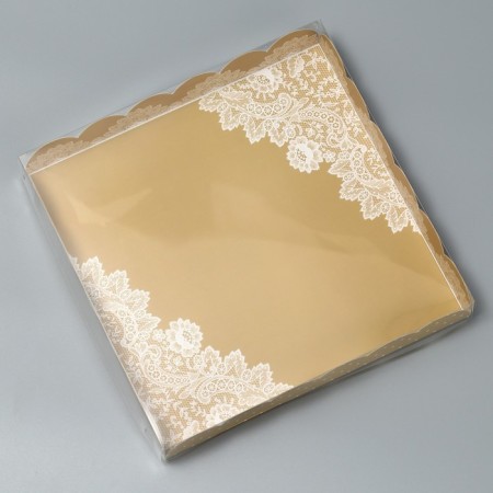 Cookie box, confectionery packaging with PVC lid, lace, 21 x 21 x 3 cm-1