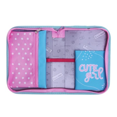 Penal 1 section 140 x 210 x 40 mm, folding pocket and cosmetic bag, fabric, calligrata topontent "Girl with hare"-3