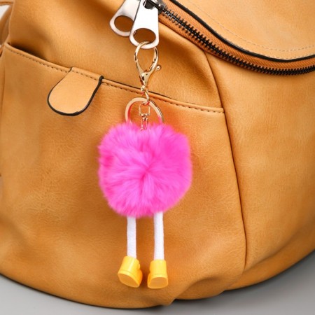 Fluffy on a ring with a carbine "A weirdo with long legs in the boots" bright pink-1