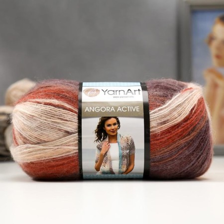 Yarn "Angora Active" 25% moher, 75% acrylic 500m/100g (851 Bel-Krasn-brown)