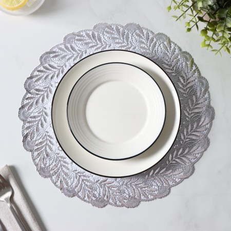 A set of openwork lapels for the table “Sunflower”, 30 × 30 cm, 4 pcs, PVC, silver color-4