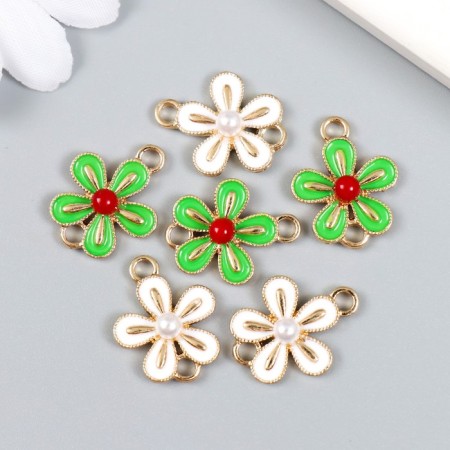 Decor for creativity Metal, plastic, enamel "Chamomile" mix 1.5x2 cm