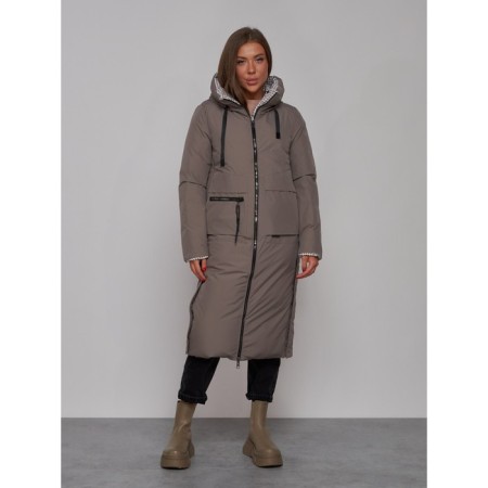 Coat insulated two -sided female, size 48, brown color