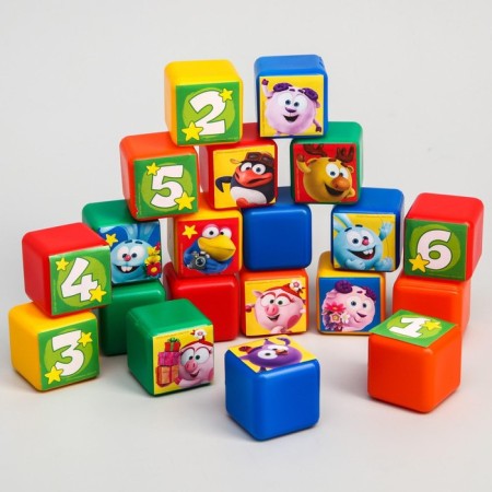 A set of colored cubes, "Smeshariki", 20 pcs., 4 × 4 cm-6