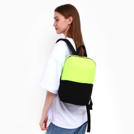 School textile school with pocket, yellow/black color, 22x13x30 cm-8