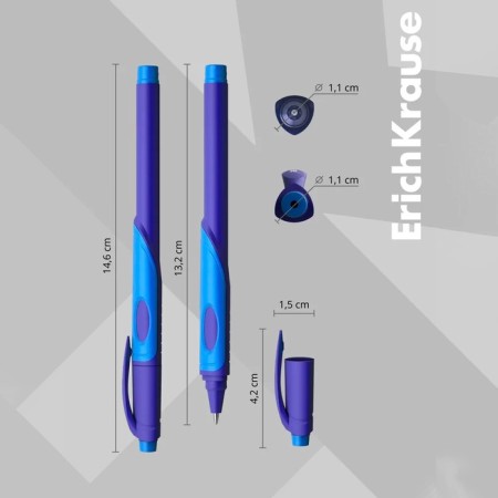 Ballic Handle Erichkrause Ergoline Kids Ultra Glide, first-grader, ergonomic holder, Soft-Touch building, node 0.7 mm, blue ink, mix-7