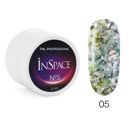 TNL Professional Inspace nail design gel, reflective, with a holographic glitter, No. 05 Metal and