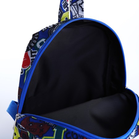 Baby backpack on lightning, external pocket, reflective strip, blue color-3