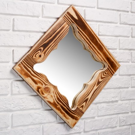 Carved mirror "butterfly", pine, burned, 40 × 40 cm-2