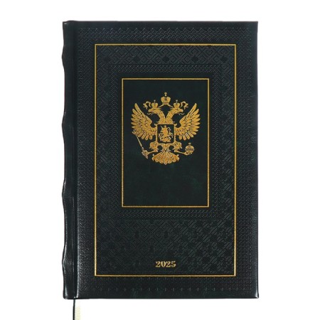 Dated diary 2024 A5 176 sheets, Devente.symbol, firm artificial leather cover, stamping foil, lies, cream block 70 g/m2, green-1