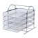 Horizontal tray for papers 4 compartments, mesh metal, gray color