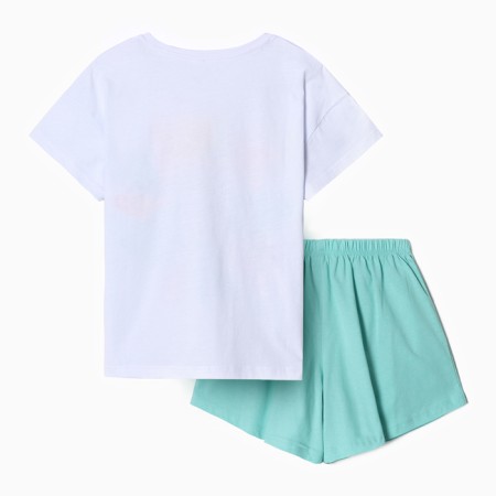 Female home set (T-shirt, shorts), mint color with flower, river 46-9