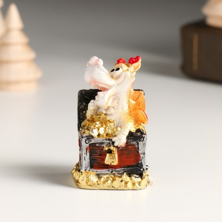 Polystone souvenir "Golden Dragon in a chest with coins" 3.6x3x5.3 cm