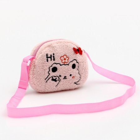 Soft bag "Bear" with a bow, the color is pale pink
