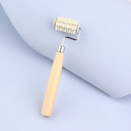 Massage for the face and neckline, with spikes, 15.5 × 4.6 cm, beige color-1