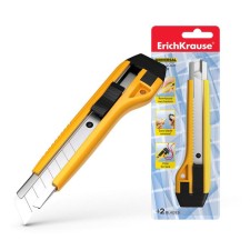 Chancellership 18 mm knife, Erich Krause Universal, with an automatic record of Auto-Lock blade and a nozzle for the safe separation of the blade segment, metal guides, 2 blades in the set, blister