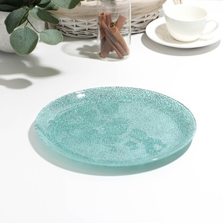 Plate plate ICY TURQUOISE, Glass, D = 26 cm-1