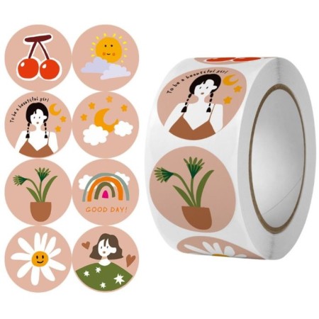 Stick Paper "Beauty Day" d = 2.5 cm 500 pcs in a roll 3x6.5x6.5 cm