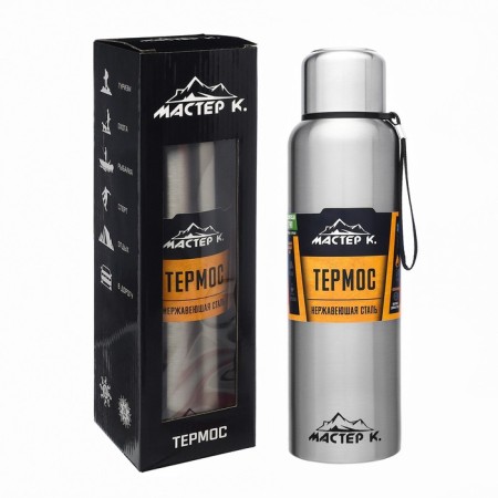 Thermos, 1.5 l, the journey "Master K.", with a mug, with a strain, retains heat 24 hours