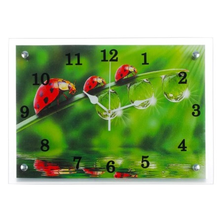 Carting clock is wall-mounted, interior "ladybugs and dew", silent, 25 x 35 cm
