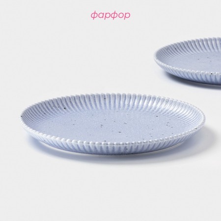 Тарелки Доляна «Коралл», d=25,9 см, набор 2 шт, фарфор, голубые-1