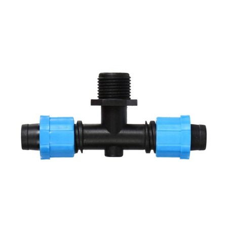 T-shaped connector for drip tape, 1/2 "(12 mm)-16 mm-16 mm, plastic, Greengo